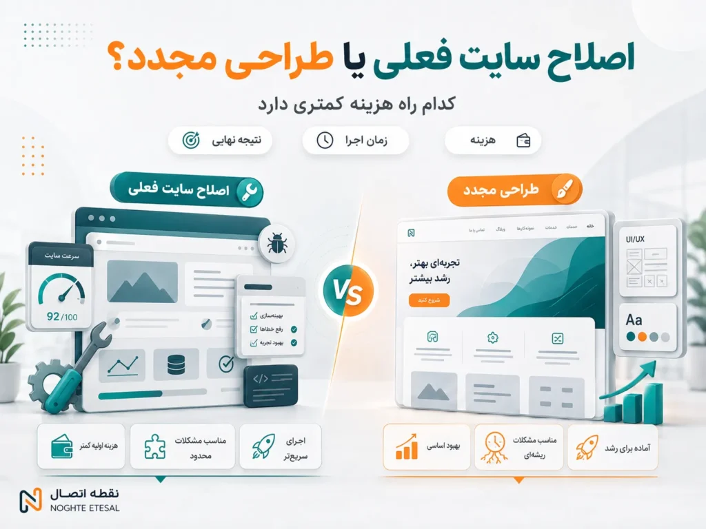 اصلاح سایت فعلی یا طراحی مجدد؛ مقایسه هزینه، زمان اجرا و نتیجه نهایی